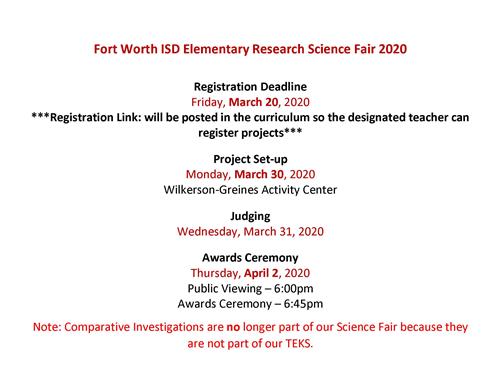 FWISD SCIENCE RESEARCH FAIR FWISD SCIENCE RESEARCH FAIR